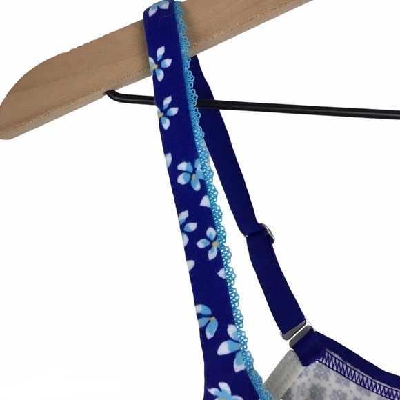 VICTORIA’S SECRET Bra Body By Victoria Push-Up Floral Flowers Blue White 36C - Picture 7 of 10